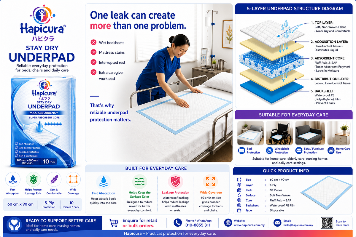 Hapicura Stay Dry Underpad - Reliable Protection for Everyday Care
